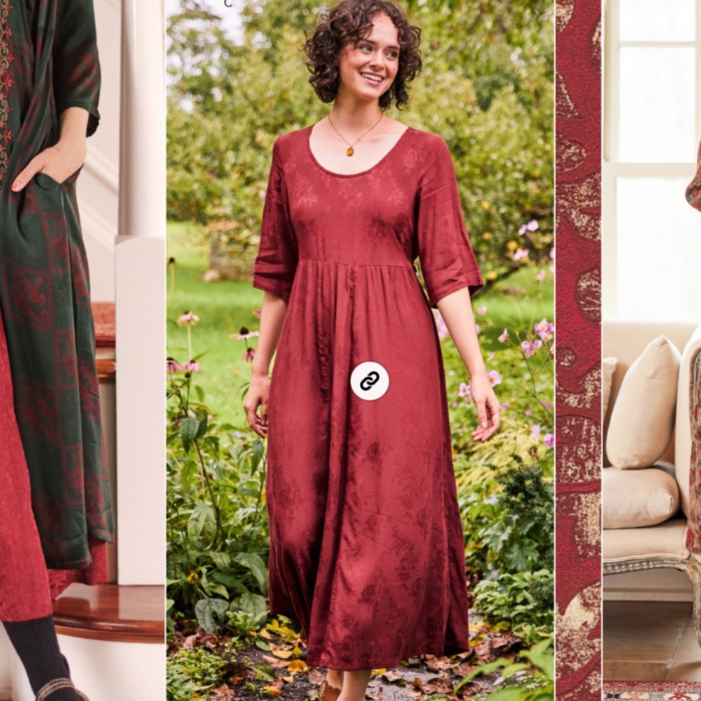 April Cornell jacquard court dress wine coloured XL